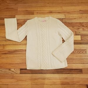 Lilly Pulitzer Cream Wool Cable Knit Fisherman Sweater Medium